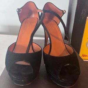 Gucci suede open toe Mary Jane heels